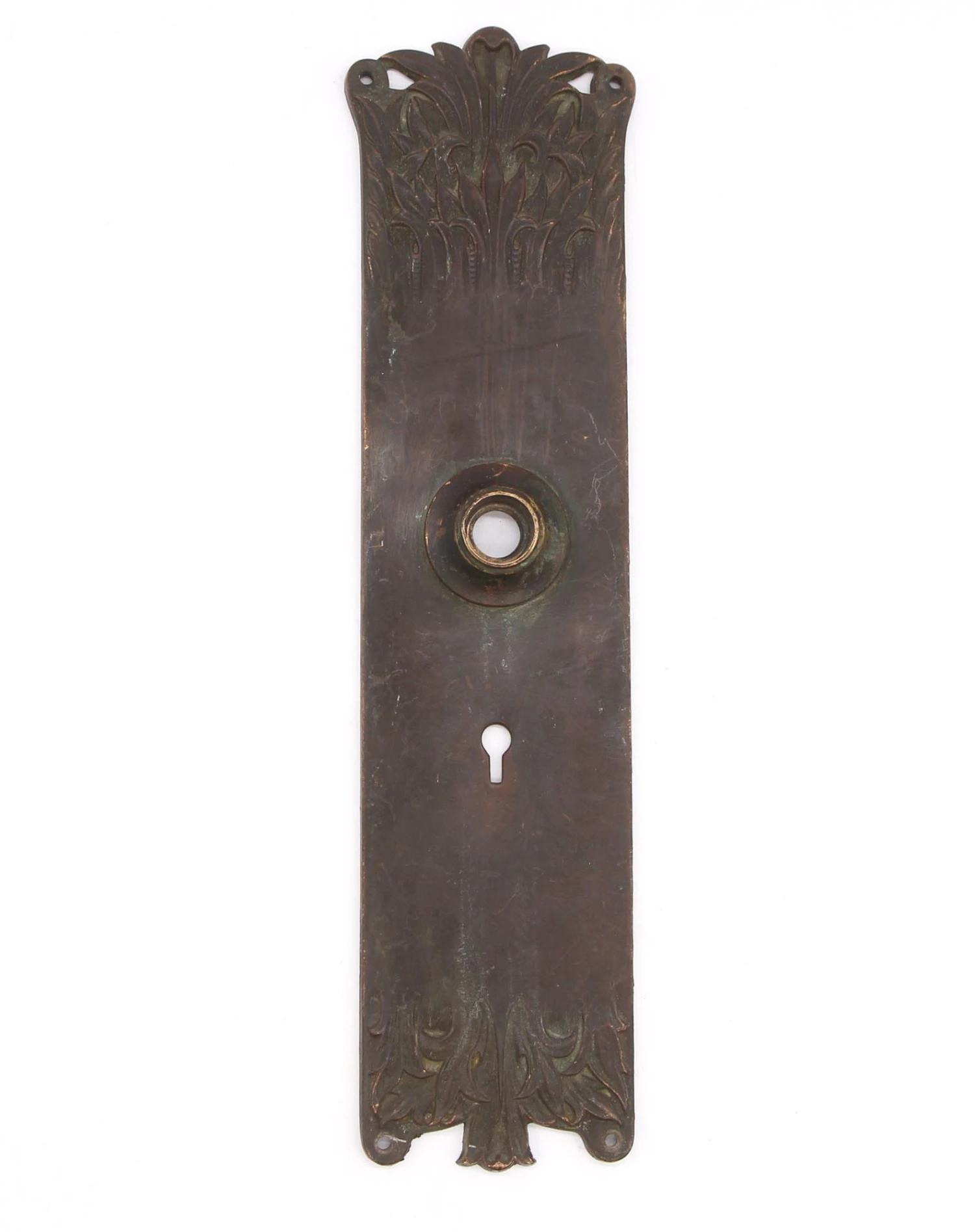 Antique Romanesque 13.125 In. Bronze Keyhole Door Back Plate 3 Antique Romanesque 13.125 In. Bronze Keyhole Door Back Plate