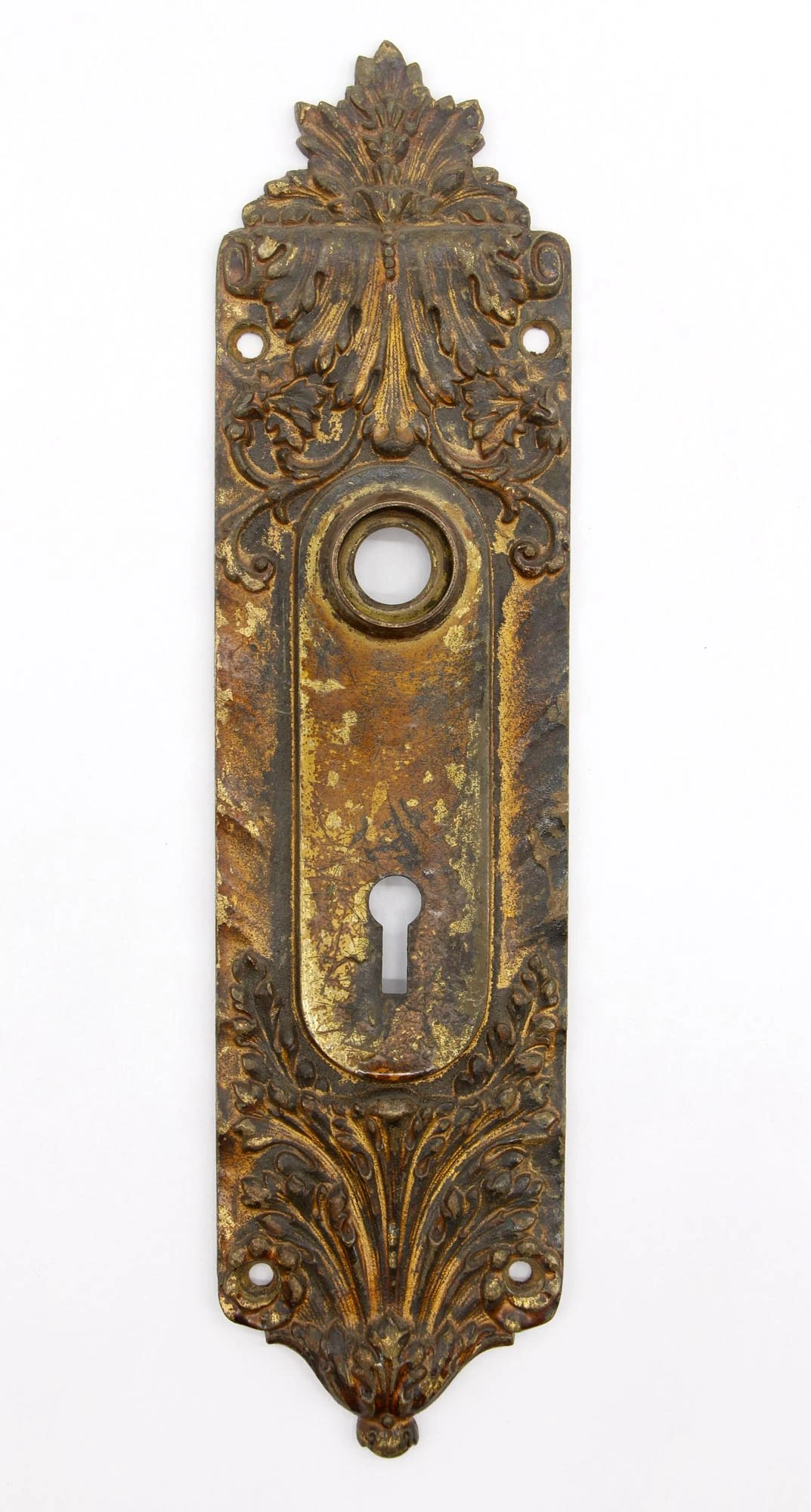 Antique Russell & Erwin Bronze Passage 9.375 In. Door Back Plate 3 Antique Russell & Erwin Bronze Passage 9.375 In. Door Back Plate