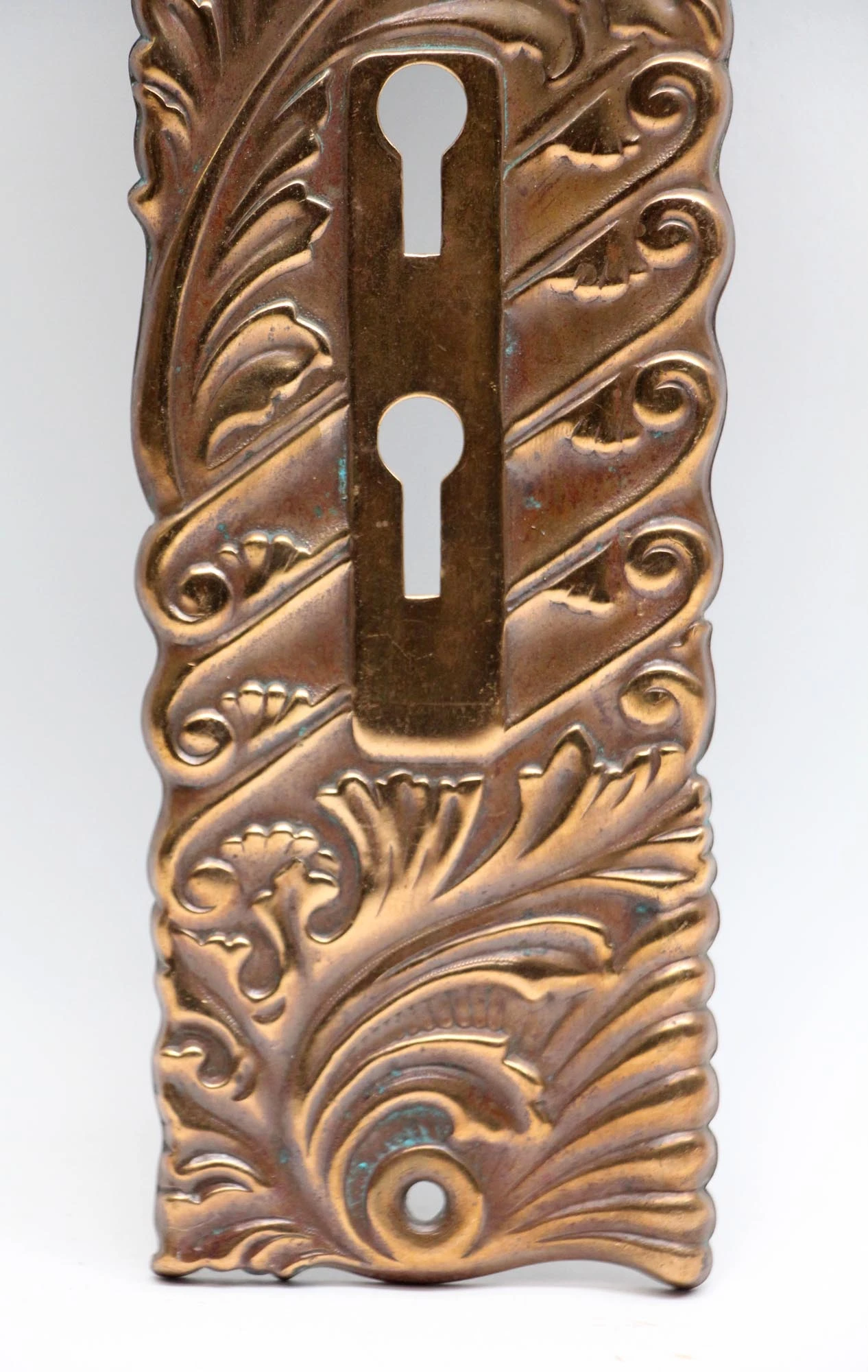 Double Keyhole Pressed Brass Roanoke 9.375 In. Door Back Plate 5 Double Keyhole Pressed Brass Roanoke 9.375 In. Door Back Plate - Image 3