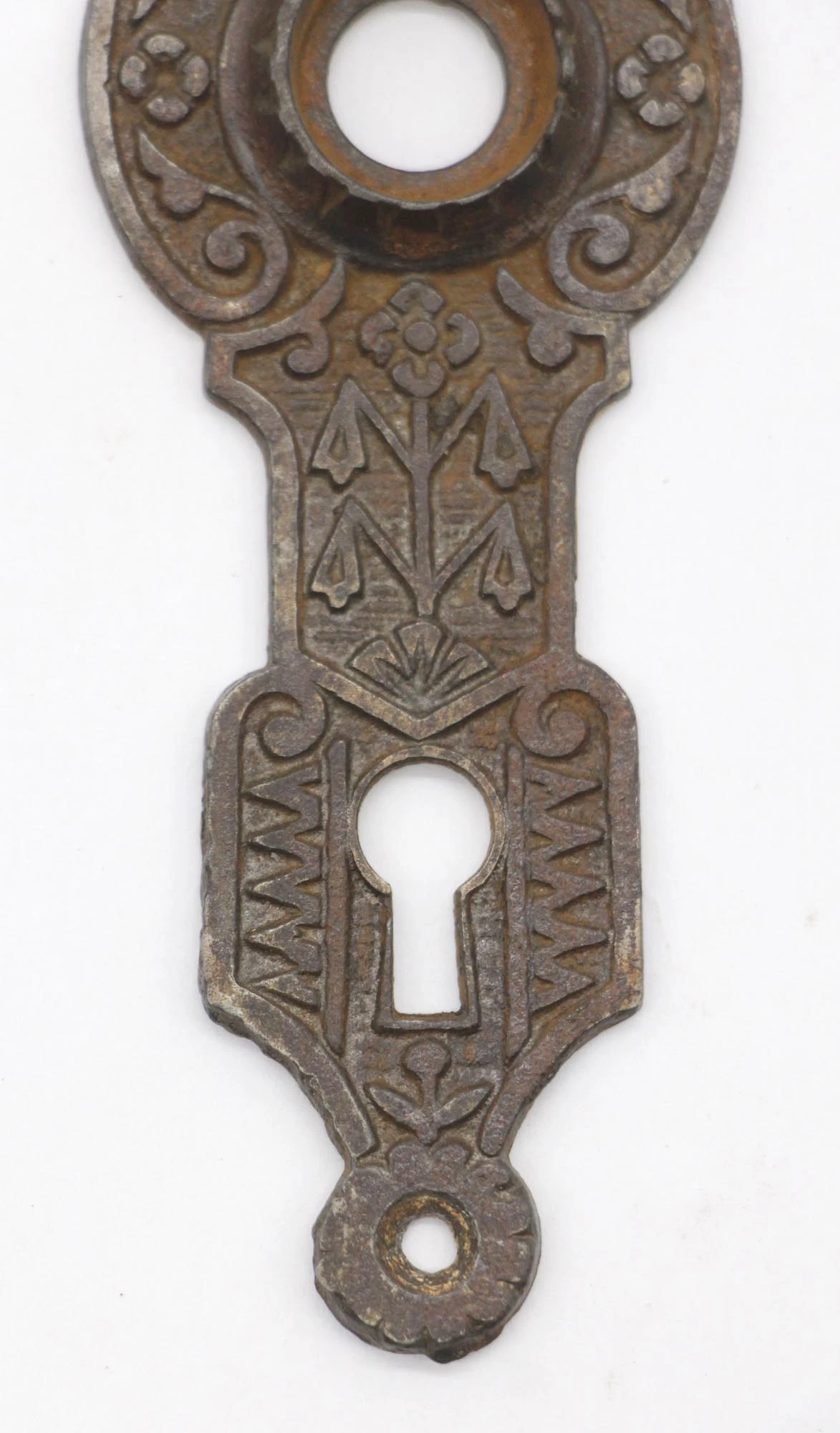 Antique Cast Iron Victorian 5 In. Passage Door Back Plate 5 Antique Cast Iron Victorian 5 In. Passage Door Back Plate - Image 3