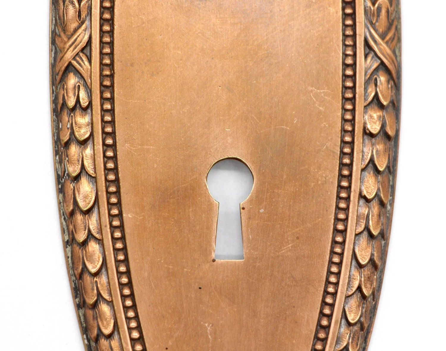 Pair Of 7 In. Copper Plated Brass Keyhole Door Back Plates 5 Pair Of 7 In. Copper Plated Brass Keyhole Door Back Plates - Image 3