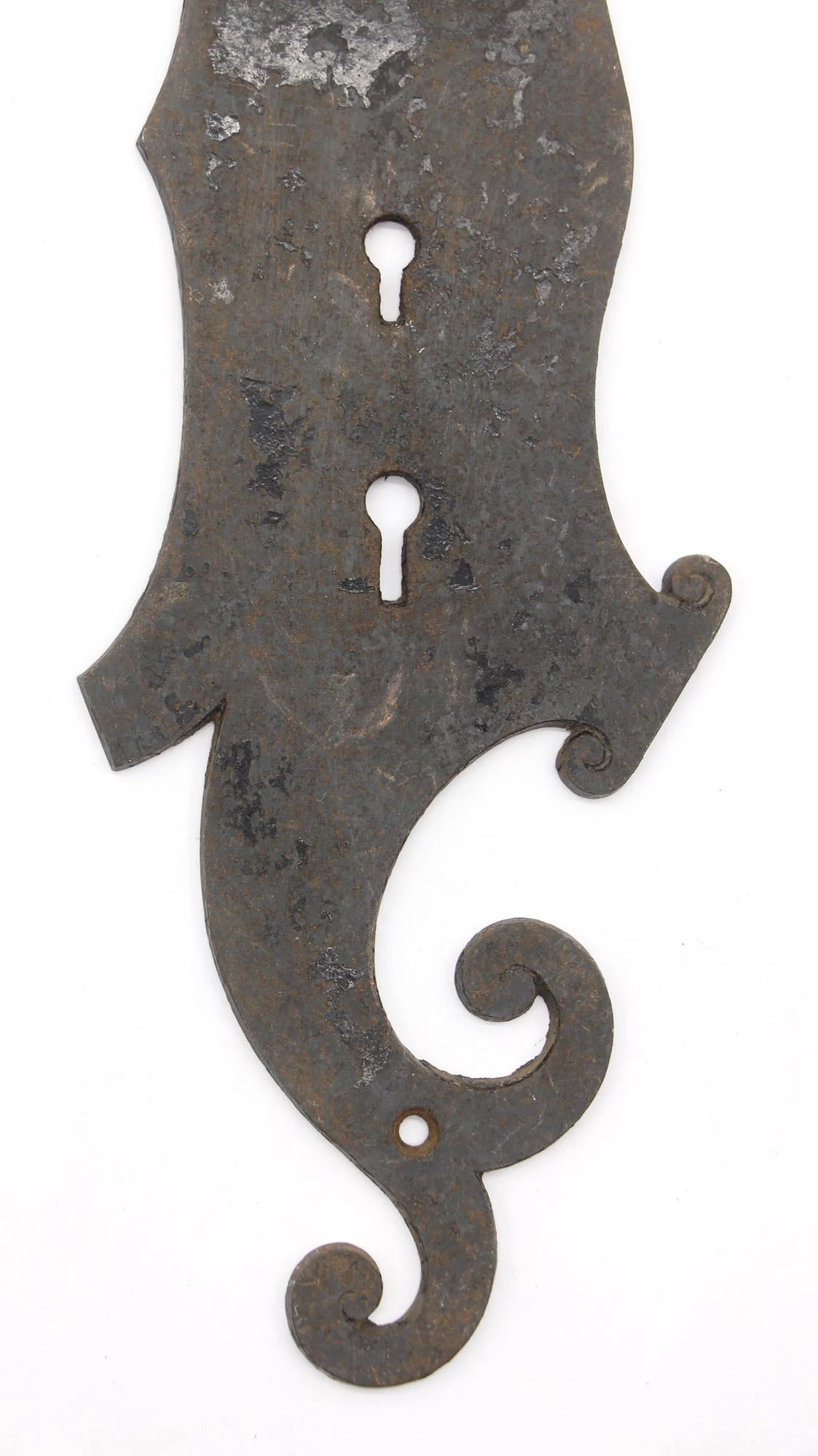 Art Nouveau 13.75 In. Cast Iron Double Keyhole Door Back Plate 5 Art Nouveau 13.75 In. Cast Iron Double Keyhole Door Back Plate - Image 3