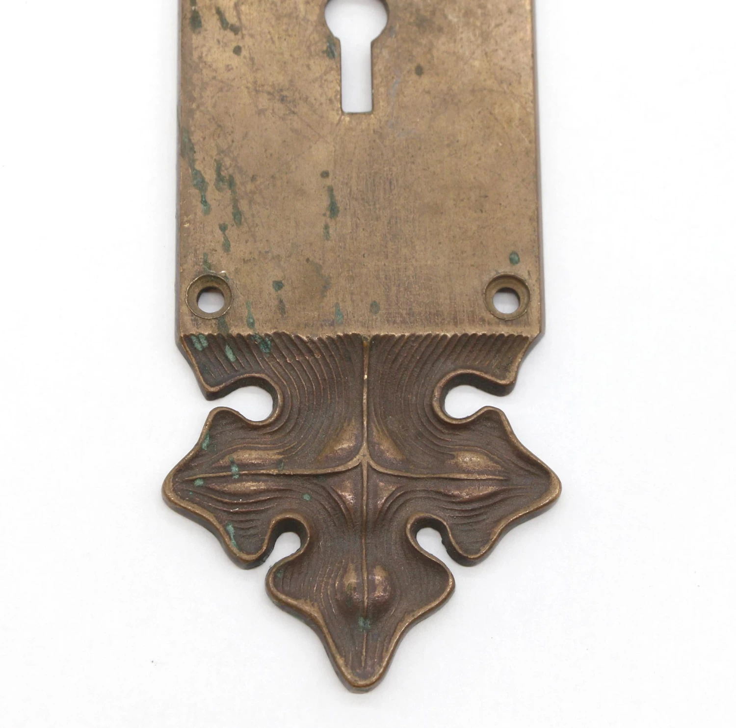 Victorian 10.25 In. Cast Brass Foliate Passage Door Back Plate 5 Victorian 10.25 In. Cast Brass Foliate Passage Door Back Plate - Image 3