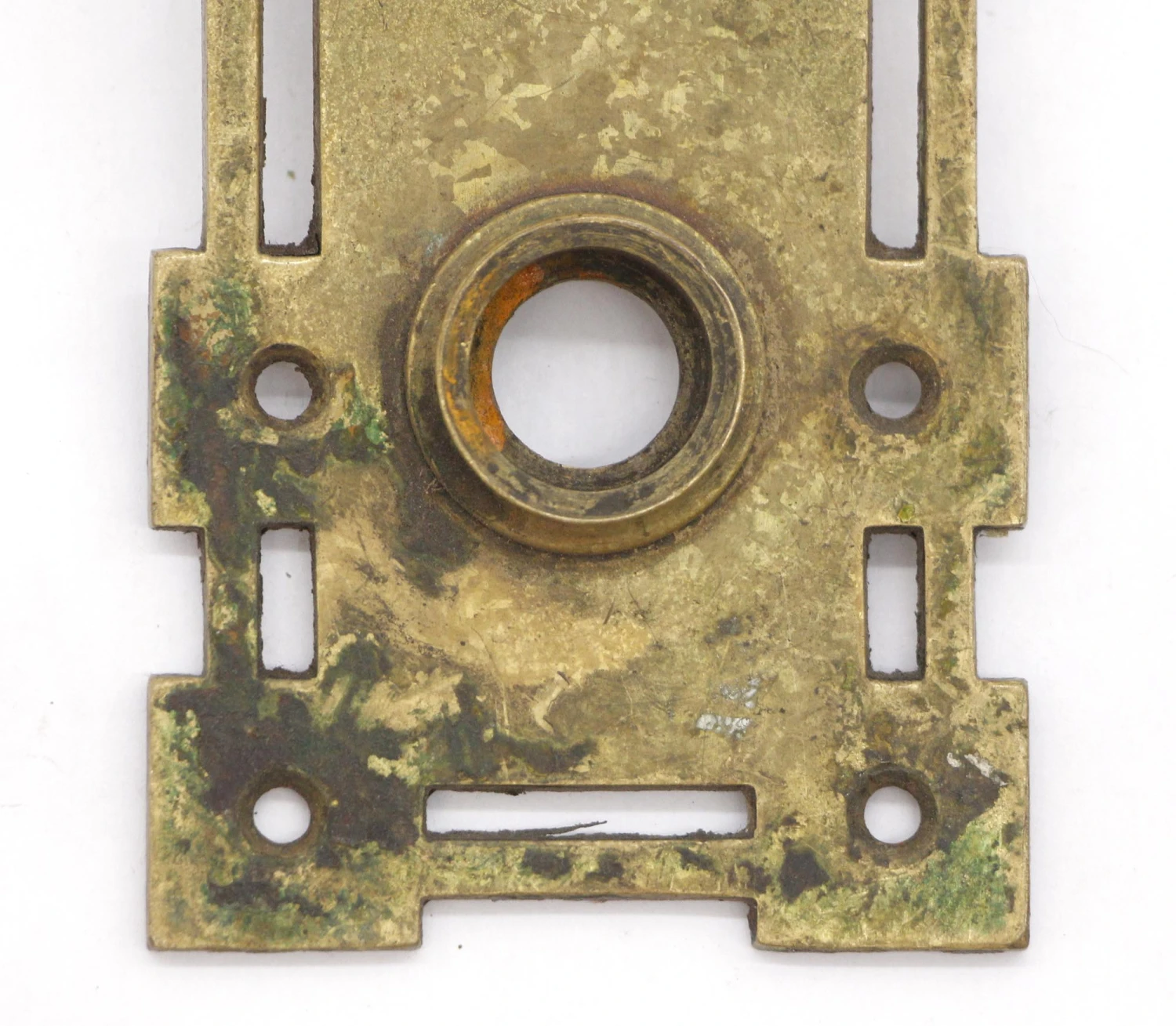 Antique 6.25 In. Arts & Crafts Penn Brass Privacy Door Back Plate 5 Antique 6.25 In. Arts & Crafts Penn Brass Privacy Door Back Plate - Image 3