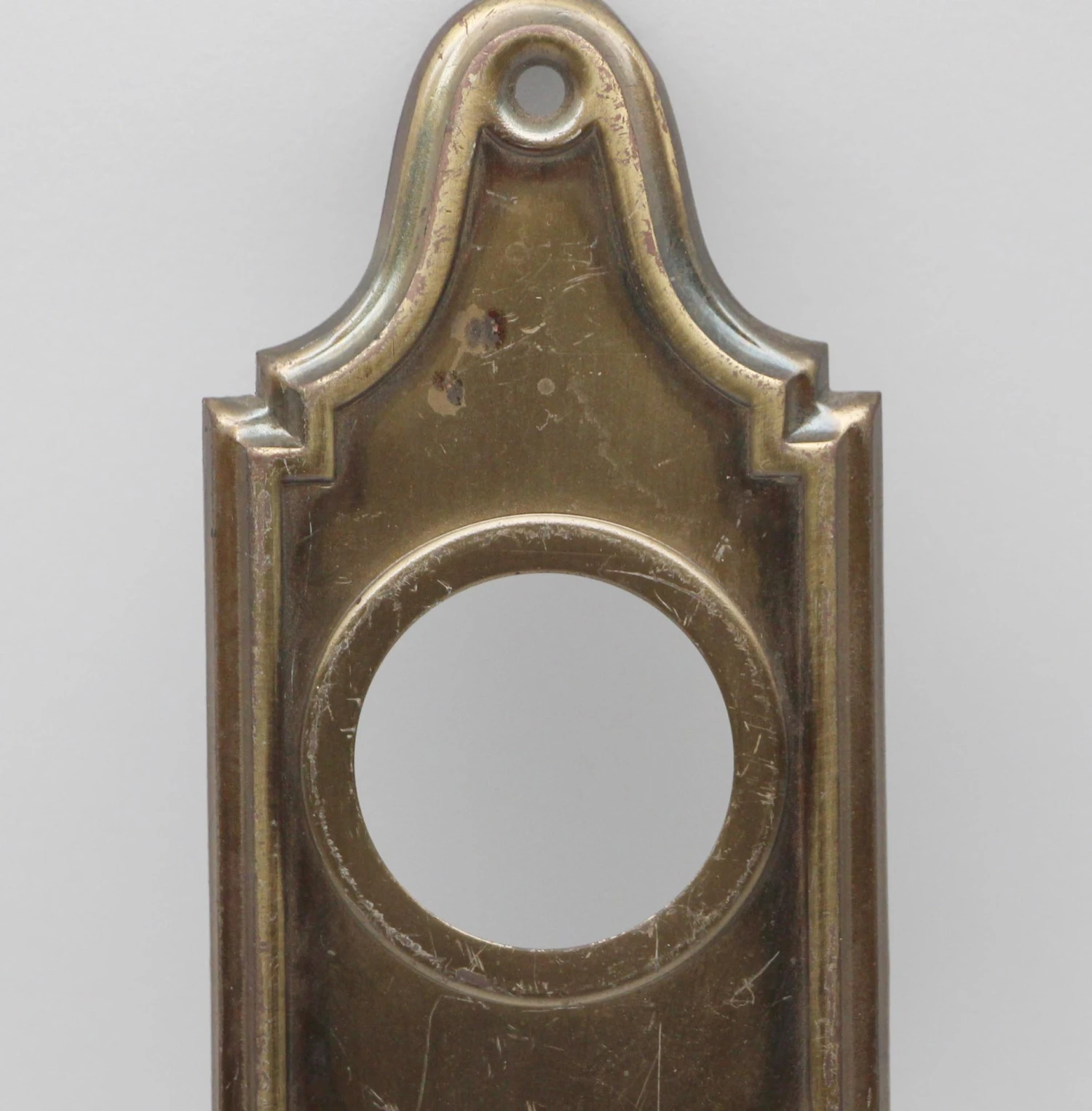 8.625 In. Brass Art Deco Back Plate With Cylinder Lock Insert 4 8.625 In. Brass Art Deco Back Plate With Cylinder Lock Insert - Image 2