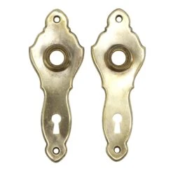 Pair Of 1920s Tudor 5.75 In. Polished Brass Door Back Plates