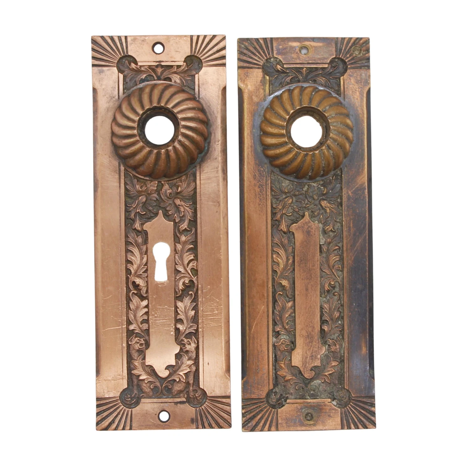 Pair Of Antique 7.25 In. Corbin Bronze Fanciful Beast Door Back Plates 3 Pair Of Antique 7.25 In. Corbin Bronze Fanciful Beast Door Back Plates