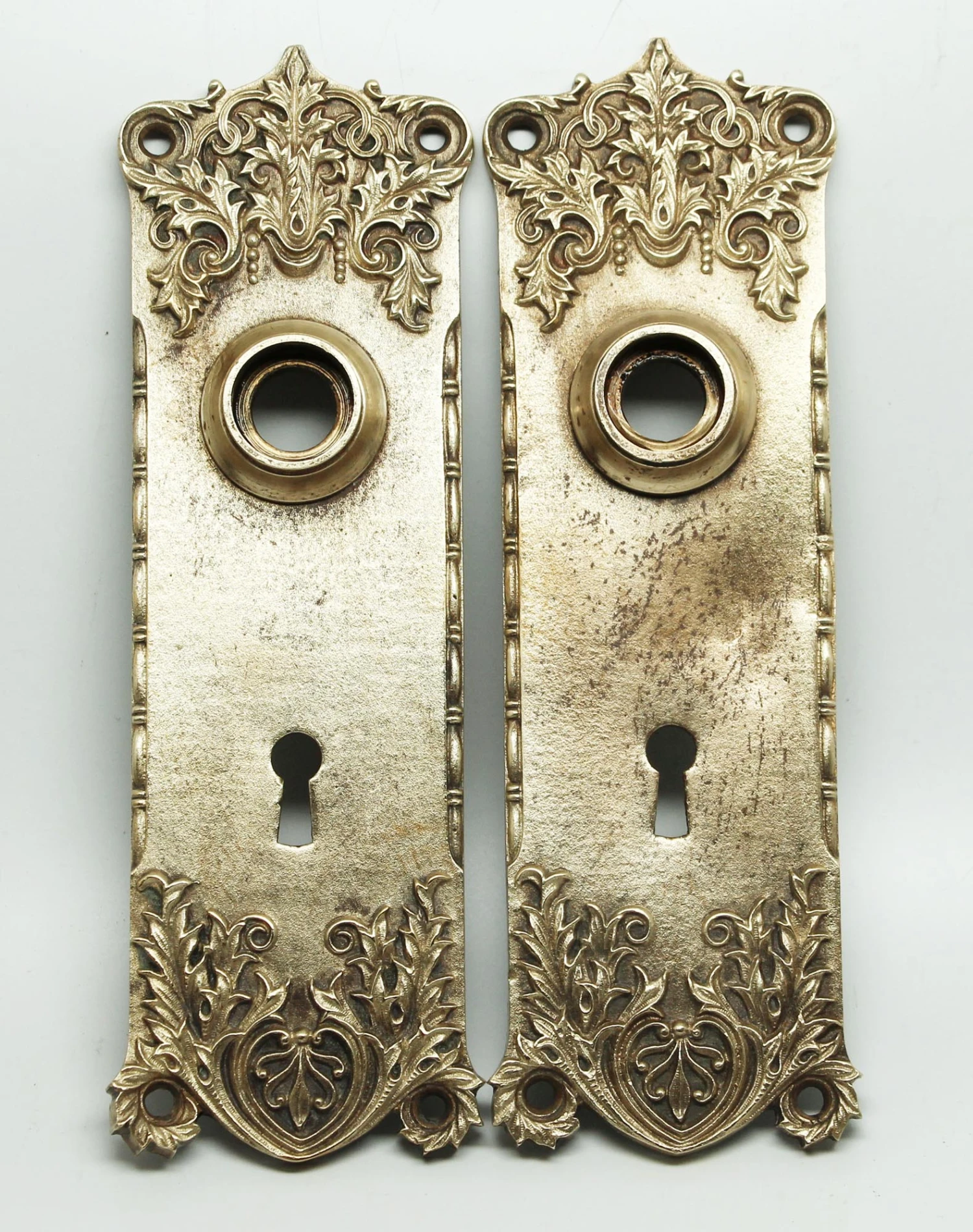 Pair Of Bronze 7.125 In. Door Plates 3 Pair Of Bronze 7.125 In. Door Plates