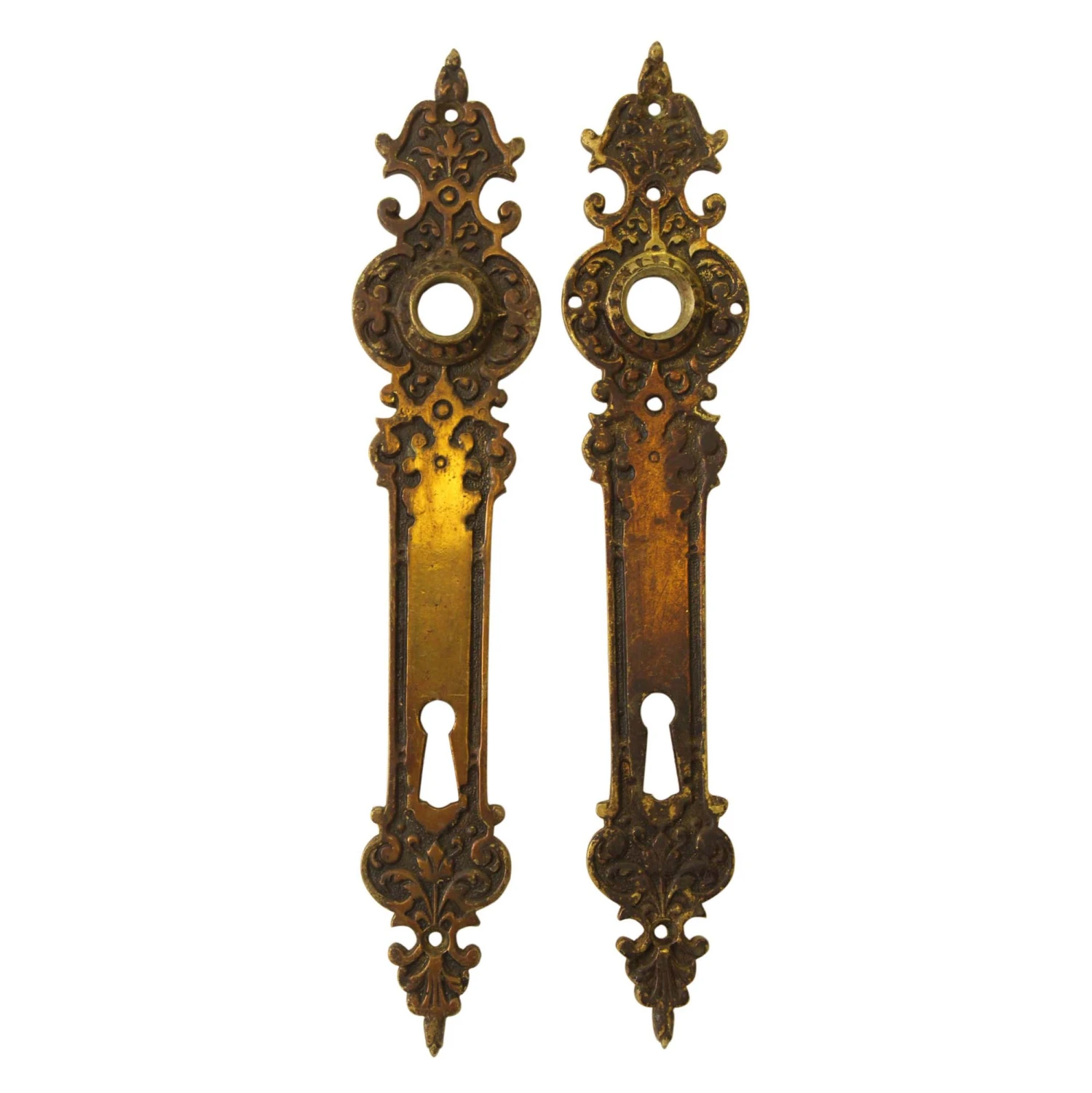 Pair Of Of Gothic European 9.375 In. Passage Door Back Plates 3 Pair Of Of Gothic European 9.375 In. Passage Door Back Plates
