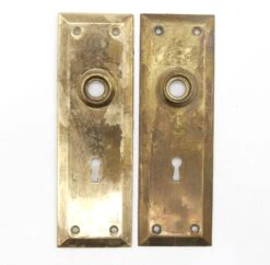 Pair Of Vintage 7 In. Stamped Brass Beveled Door Back Plates