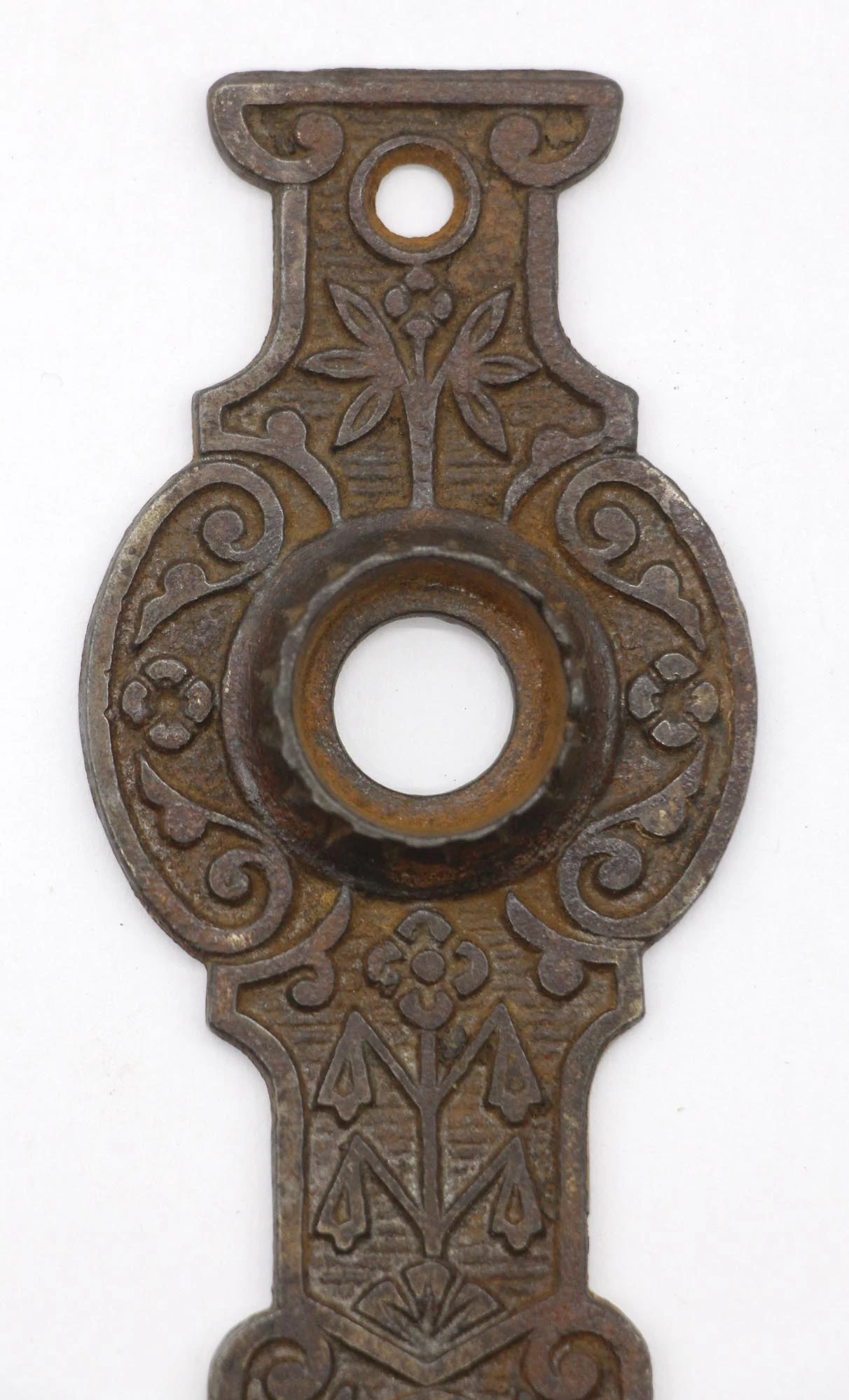 Antique Cast Iron Victorian 5 In. Passage Door Back Plate 4 Antique Cast Iron Victorian 5 In. Passage Door Back Plate - Image 2