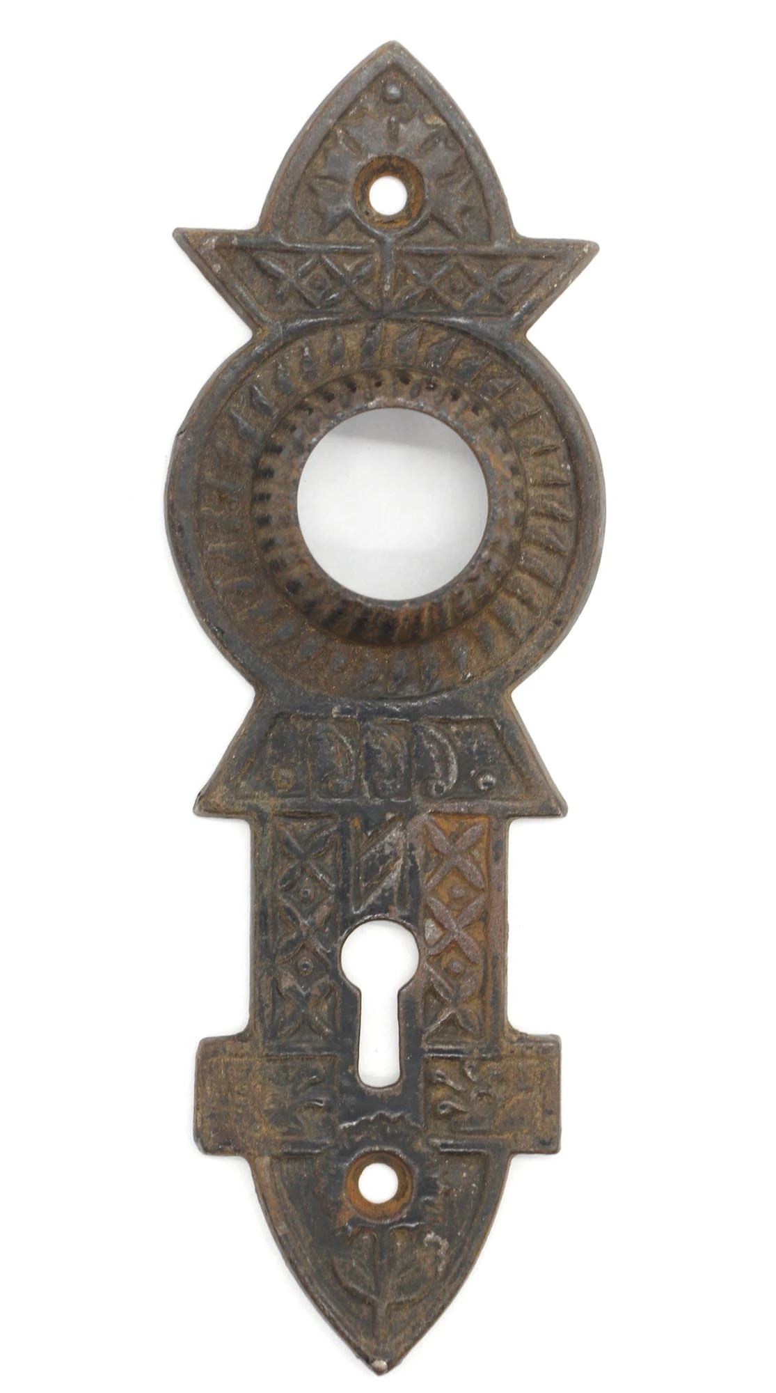 Pair Of Cast Iron 5.875 In. Aesthetic Keyhole Door Back Plates 4 Pair Of Cast Iron 5.875 In. Aesthetic Keyhole Door Back Plates - Image 2