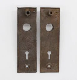 Pair Of Antique 5.625 In. Aesthetic Cast Iron Passage Door Back Plates -OGT Sale Store back plates q280316
