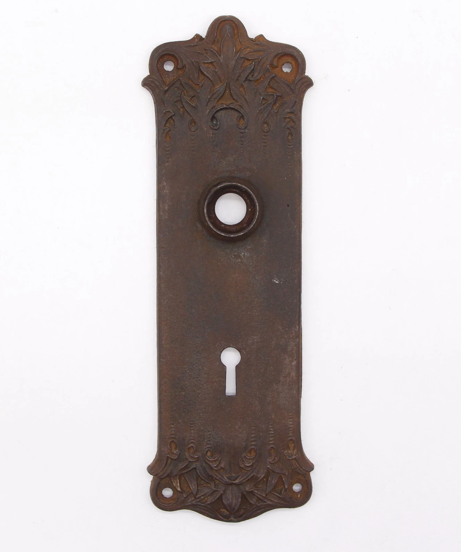 Pair Of Antique 7.5 In. Romanesque Bronzed Cast Iron Door Back Plates 4 Pair Of Antique 7.5 In. Romanesque Bronzed Cast Iron Door Back Plates - Image 2