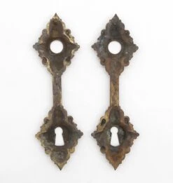 Pair Of Antique Bronze European French Passage Door Back Plates -OGT Sale Store back plates q284401