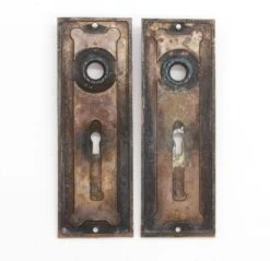 Pair Of 1890s 7.25 In. Corbin Bronze Fanciful Beast Door Back Plates 7 Pair Of 1890s 7.25 In. Corbin Bronze Fanciful Beast Door Back Plates -OGT Sale Store back plates q285638