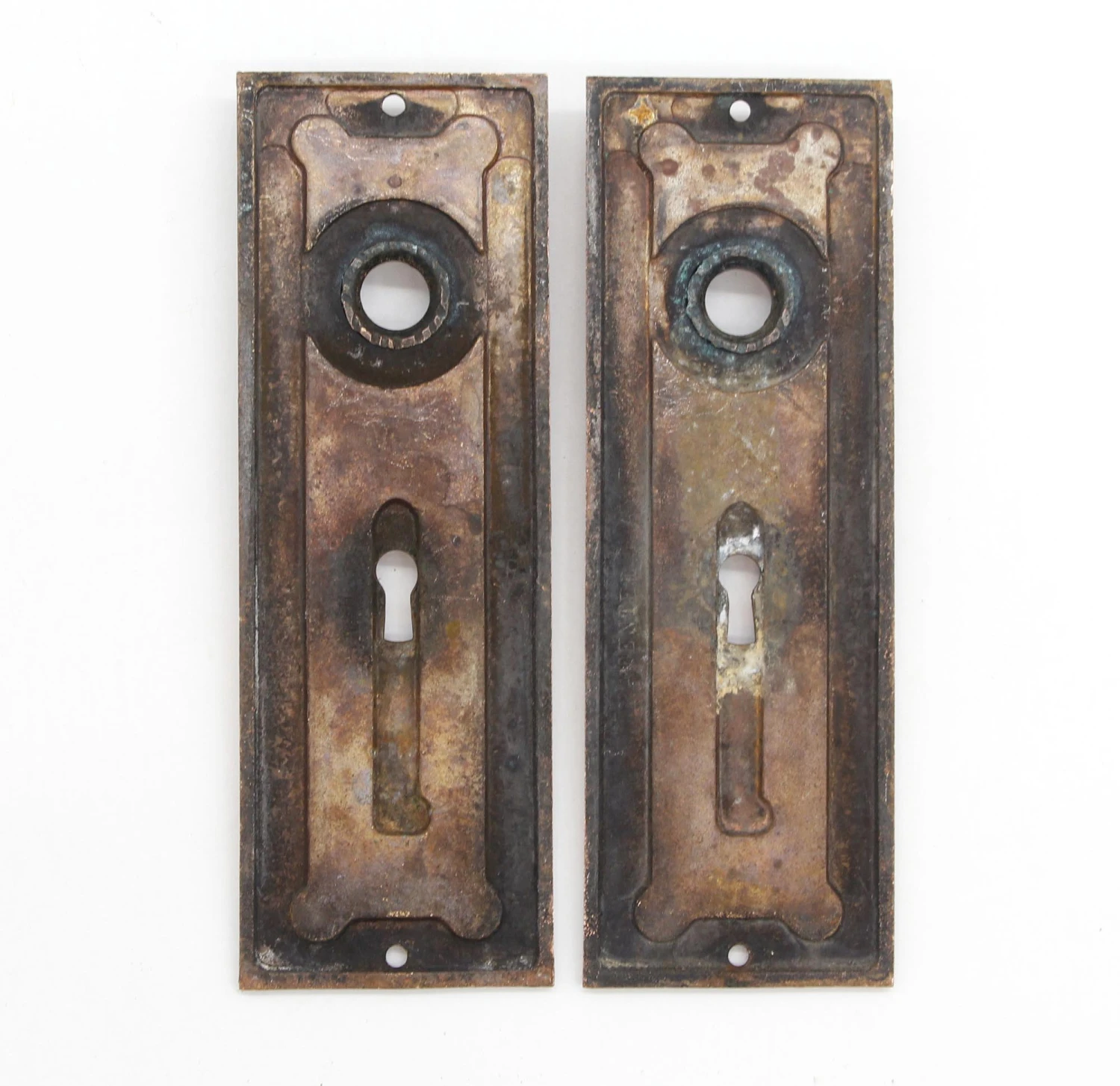 Pair Of 1890s 7.25 In. Corbin Bronze Fanciful Beast Door Back Plates 4 Pair Of 1890s 7.25 In. Corbin Bronze Fanciful Beast Door Back Plates - Image 2