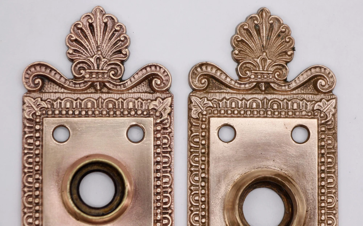 Pair Of 7.125 In. Polished Brass Sargent Greek Door Back Plates 4 Pair Of 7.125 In. Polished Brass Sargent Greek Door Back Plates - Image 2