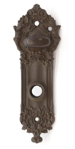 Reading Victorian 7.25 In. Blackened Brass Privacy Back Plate
