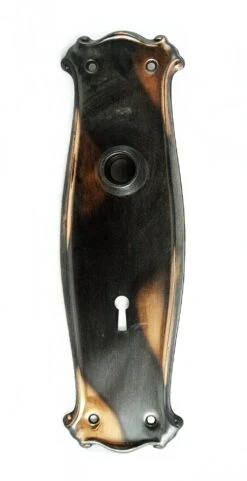 Tiger Striped Brass 10 In. Door Plate With Keyhole