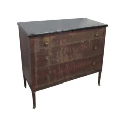 Antique 5 Ft. 3 Drawer Metal Dresser