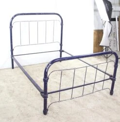 Vintage Blue & Silver Painted Steel Full Bed Frame 15 Vintage Blue & Silver Painted Steel Full Bed Frame -OGT Sale Store bedroom for sale q278420