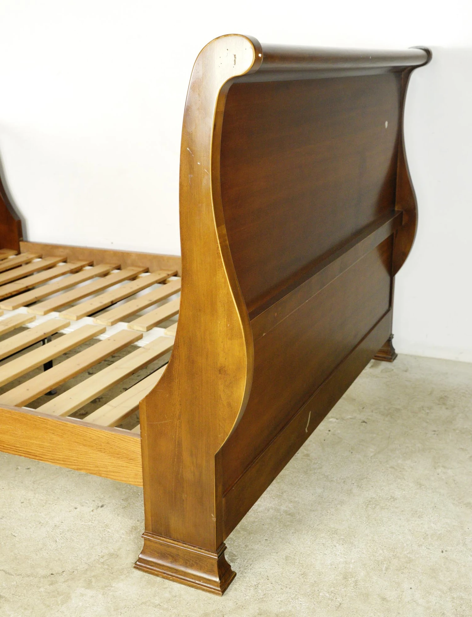 Dark Wood Tone Queen Sleigh Bed Frame 5 Dark Wood Tone Queen Sleigh Bed Frame - Image 3