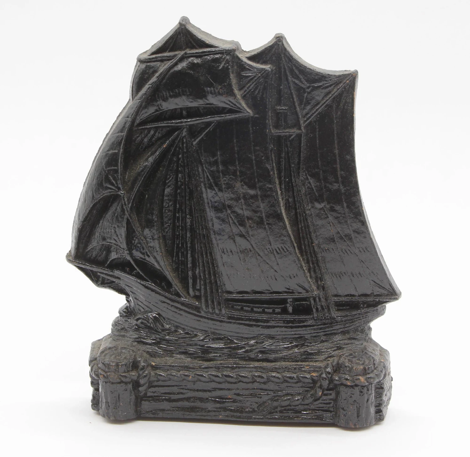 Pair Of Black Wooden Nautical Ship Bookends 5 Pair Of Black Wooden Nautical Ship Bookends - Image 3