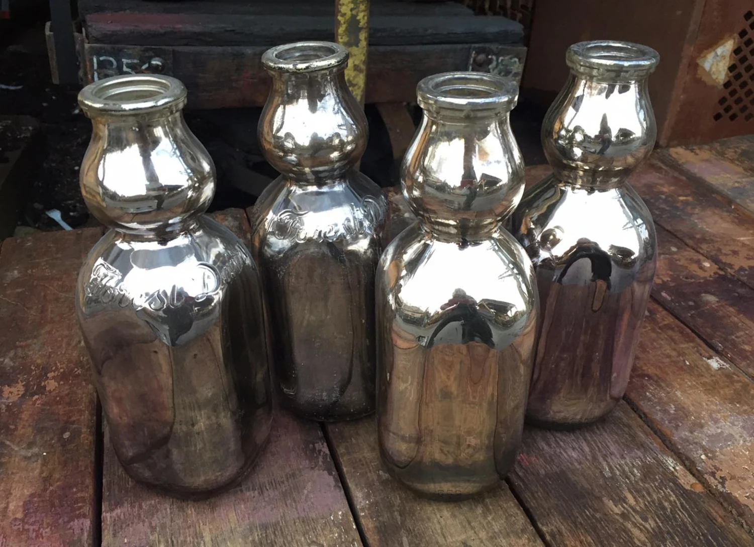 Single 1950s Hand Silvered Glass Milk Bottle 4 Single 1950s Hand Silvered Glass Milk Bottle - Image 2