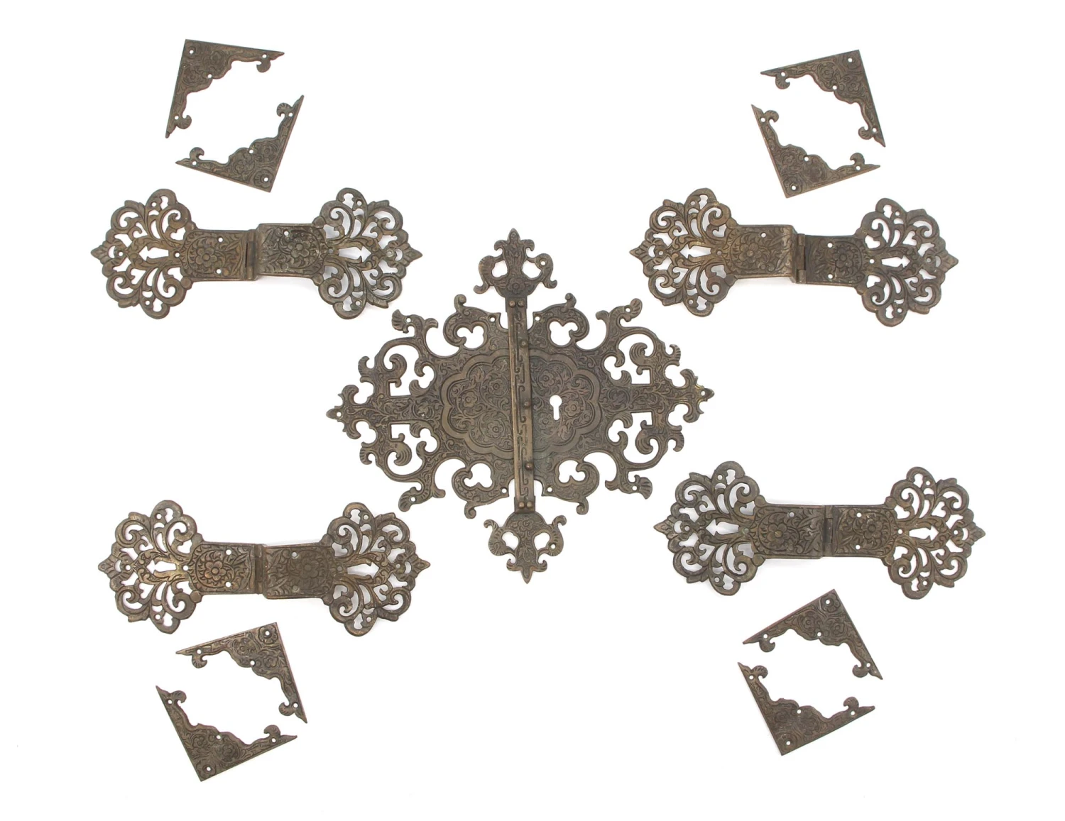 Antique Victorian Bronze Cabinet Furniture Hardware Set 3 Antique Victorian Bronze Cabinet Furniture Hardware Set