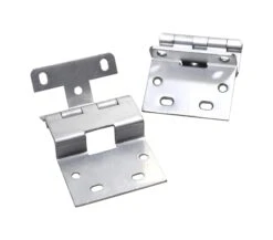 Pair Of Nickel Plated Brass Partial Wrap Cabinet Hinges -OGT Sale Store cabinet furniture hinges for sale l211606