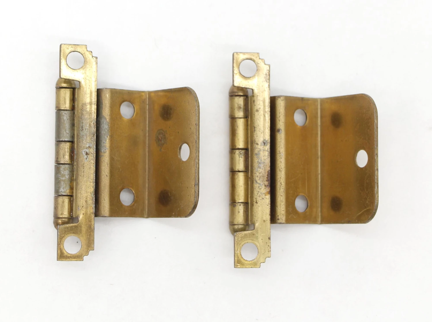 Pair Of Art Deco Brass Plated Steel Semi Concealed Cabinet Hinges 5 Pair Of Art Deco Brass Plated Steel Semi Concealed Cabinet Hinges - Image 3
