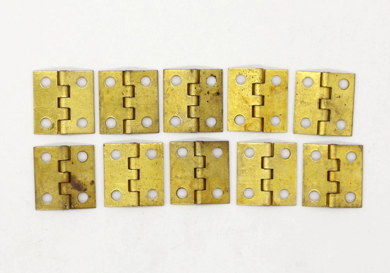 Set Of 10 Brass Finish 0.875 X 0.875 Cabinet Butt Hinges 4 Set Of 10 Brass Finish 0.875 X 0.875 Cabinet Butt Hinges - Image 2