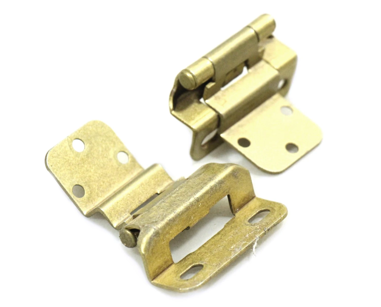 Pair Of 2.25 In. Partial Wrap Cabinet Brushed Brass Hinges 3 Pair Of 2.25 In. Partial Wrap Cabinet Brushed Brass Hinges