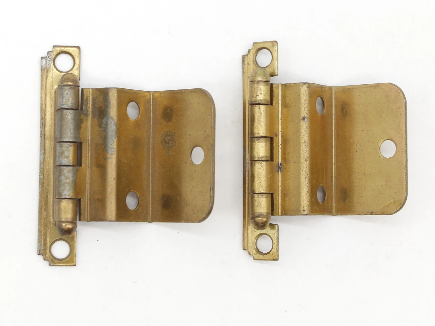 Pair Of Art Deco Brass Plated Steel Semi Concealed Cabinet Hinges 3 Pair Of Art Deco Brass Plated Steel Semi Concealed Cabinet Hinges