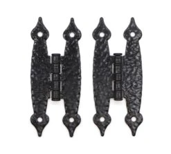 Pair Of Black Hammered Steel Arts & Crafts Cabinet Hinges