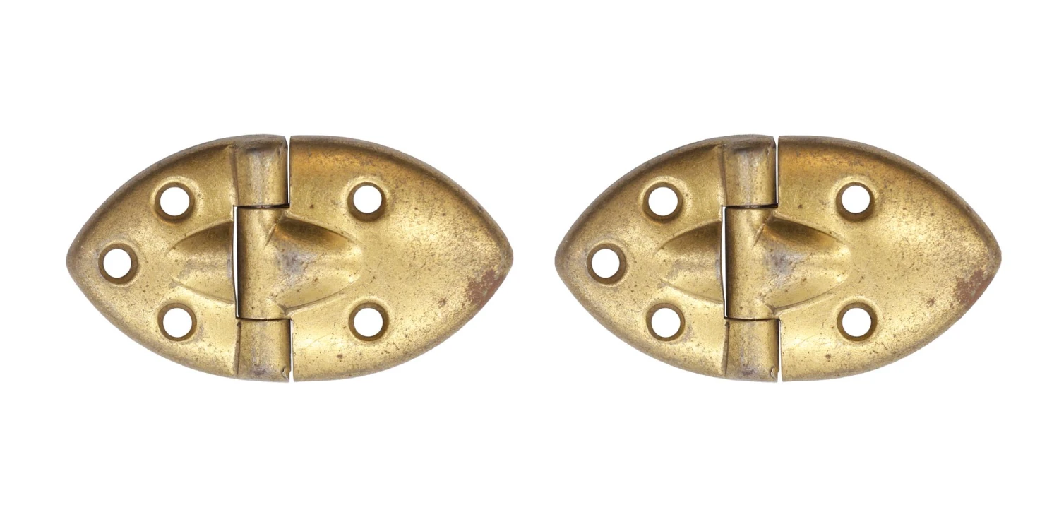Pair Of Brass Plated Vintage Surface Cabinet Hinges 3 Pair Of Brass Plated Vintage Surface Cabinet Hinges