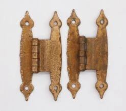 Pair Of Copper Over Steel Arts & Crafts Cabinet Hinges