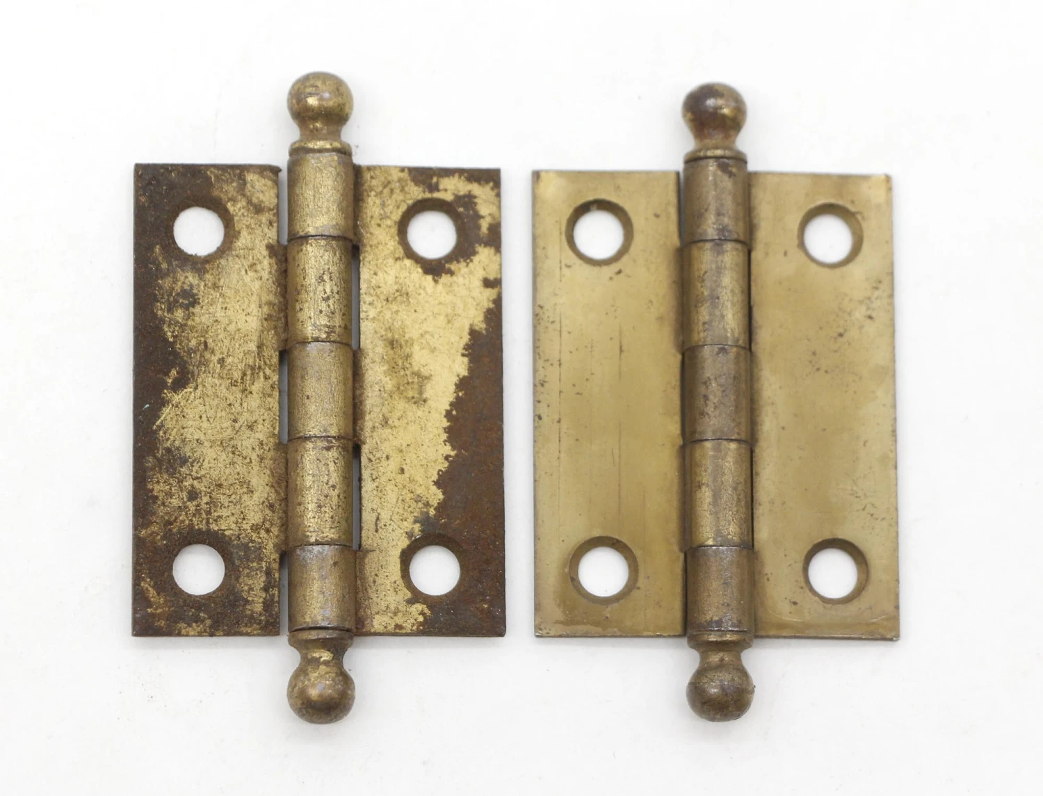 Pair Of Vintage 2 X 1.5 In. Brass Over Steel Cabinet Hinges 3 Pair Of Vintage 2 X 1.5 In. Brass Over Steel Cabinet Hinges