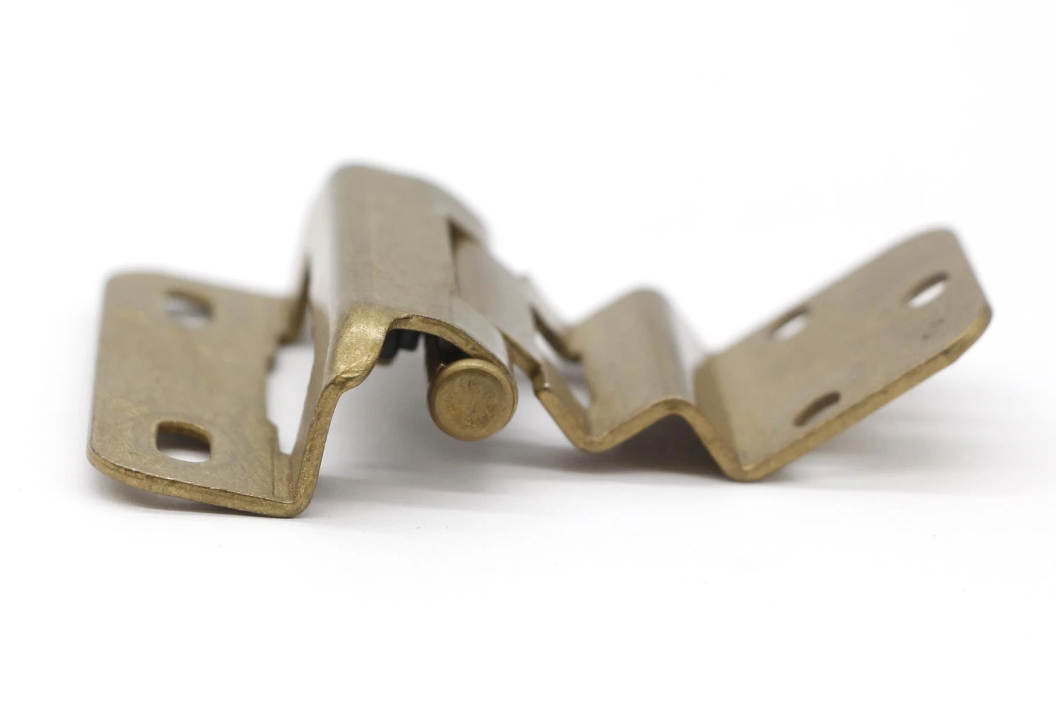 Vintage Steel Brass Plated Partial Wrap Cabinet Hinge 4 Vintage Steel Brass Plated Partial Wrap Cabinet Hinge - Image 2