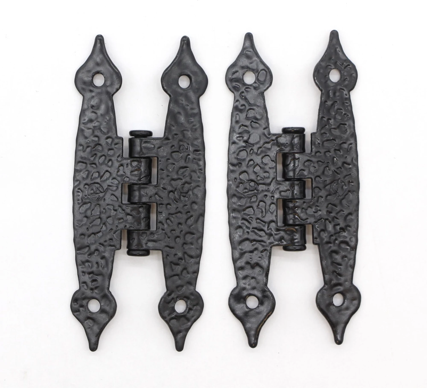 Pair Of Black Hammered Steel Arts & Crafts Cabinet Hinges 4 Pair Of Black Hammered Steel Arts & Crafts Cabinet Hinges - Image 2