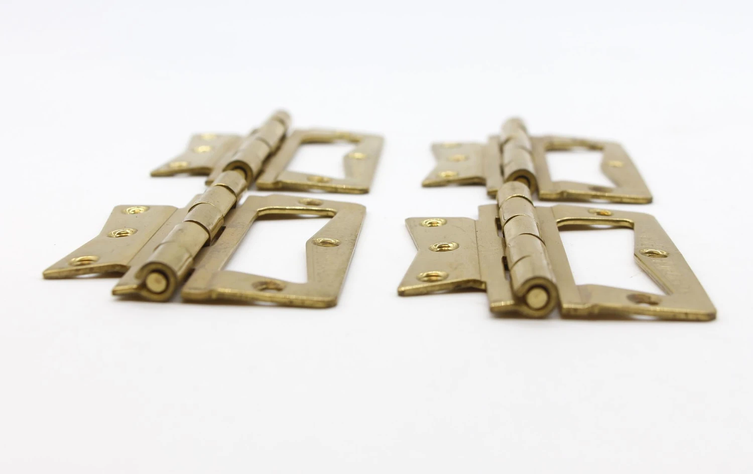 Set Of 4 Polished Brass No Mortise Fasting Bifold Cabinet Hinges 4 Set Of 4 Polished Brass No Mortise Fasting Bifold Cabinet Hinges - Image 2