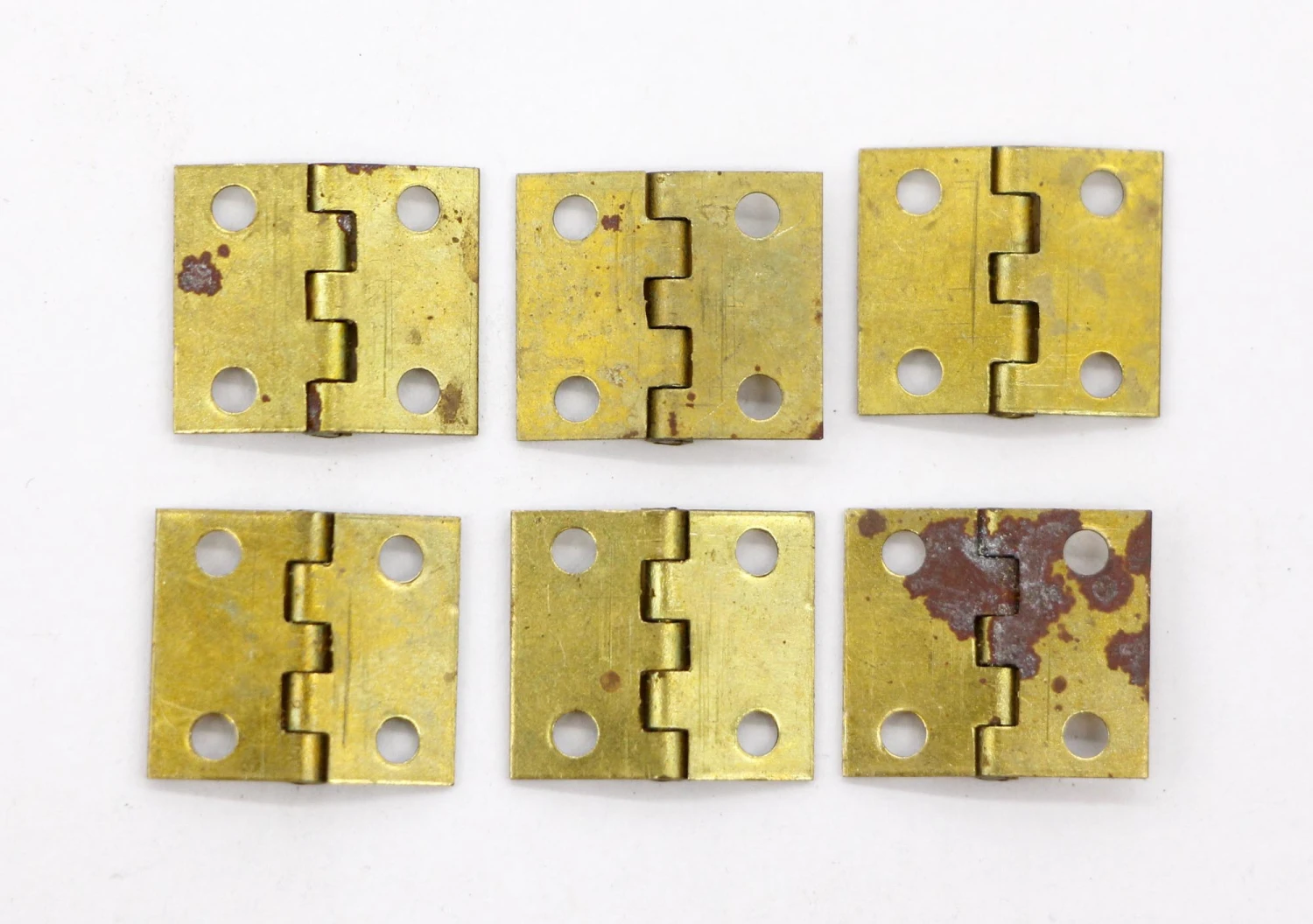 Set Of Vintage 0.5 X 0.5 Brass Jewelry Box Hinges 4 Set Of Vintage 0.5 X 0.5 Brass Jewelry Box Hinges - Image 2