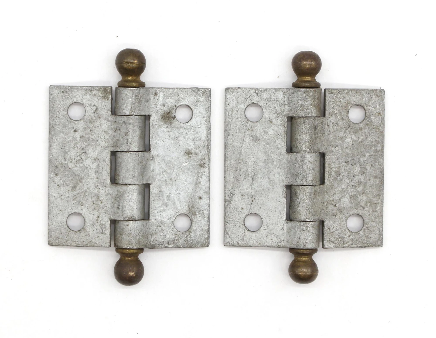 Pair Of 2 X 2 Steel Cabinet Hinges With Brass Ball Tips 4 Pair Of 2 X 2 Steel Cabinet Hinges With Brass Ball Tips - Image 2