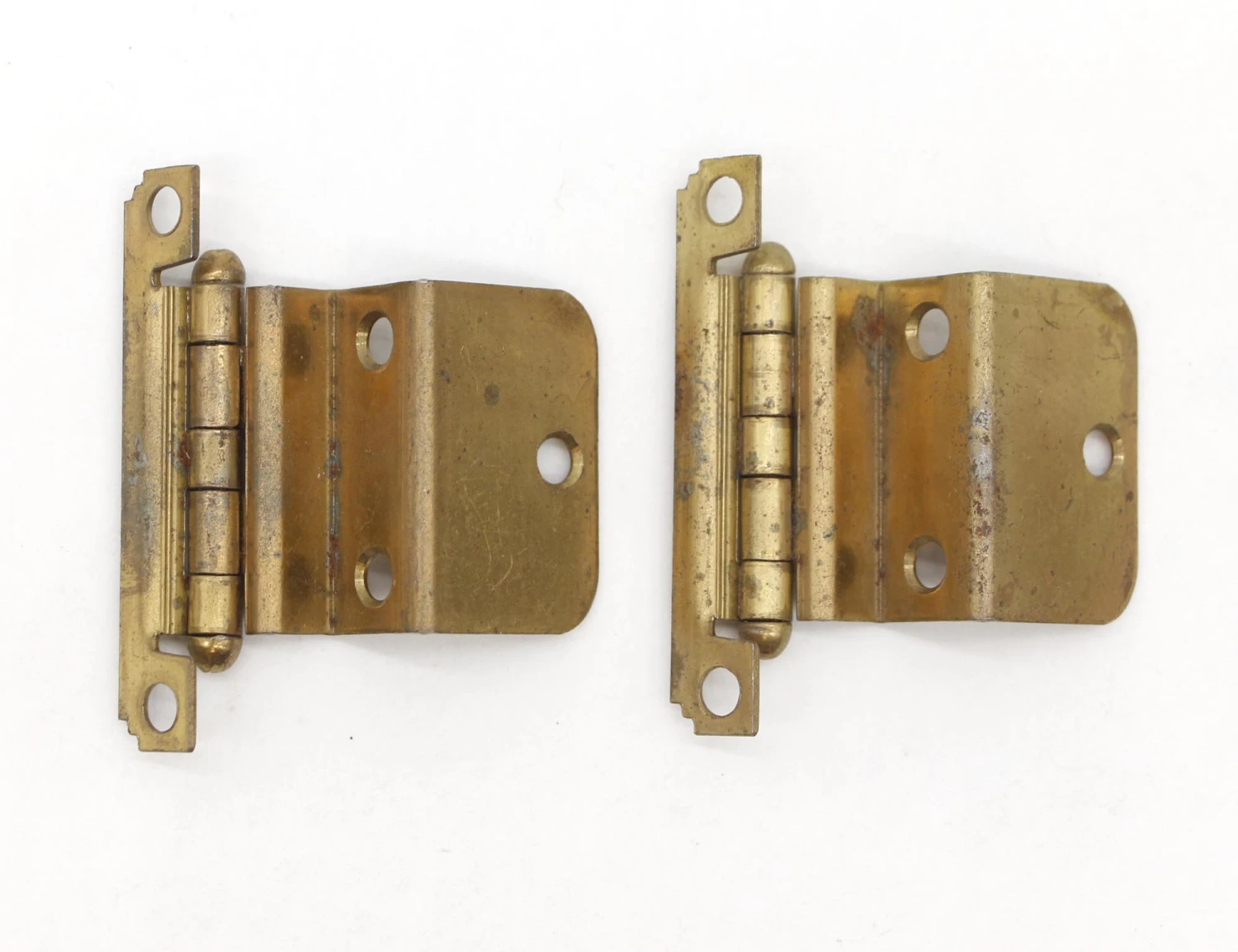 Pair Of Art Deco Brass Plated Steel Semi Concealed Cabinet Hinges 4 Pair Of Art Deco Brass Plated Steel Semi Concealed Cabinet Hinges - Image 2