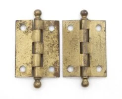 Pair Of Vintage 2 X 1.5 In. Brass Over Steel Cabinet Hinges 7 Pair Of Vintage 2 X 1.5 In. Brass Over Steel Cabinet Hinges -OGT Sale Store cabinet furniture hinges q287903
