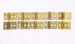 Set Of 10 Brass 3 Hole 0.625 X 1 Cabinet Hinges