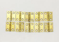 Set Of 10 Brass Finish 0.875 X 0.875 Cabinet Butt Hinges