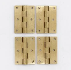Set Of 4 Vintage 2 X 1.5 Brushed Brass Butt Cabinet Hinges