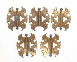 Set Of 4 X 3.375 In. Ornate Brass Butterfly Furniture Hinges